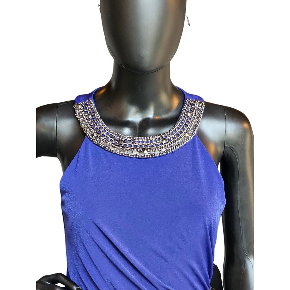 Navy Chain Collar Stretch Jersey Dress - Laundry by Shelli Segal